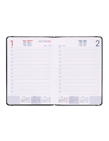 Agenda encuadernada liderpapel efira a5 2025 dia pagina color negro papel 70 gr
