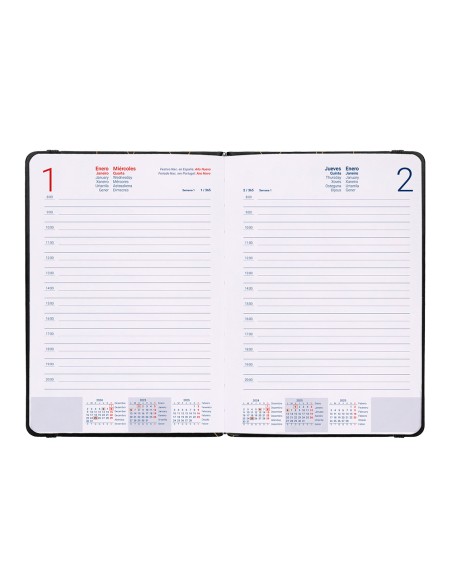 Agenda encuadernada liderpapel efira a5 2025 dia pagina color negro papel 70 gr