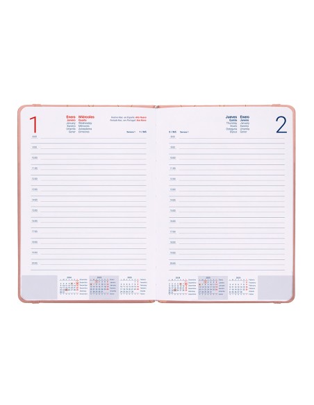 Agenda encuadernada liderpapel efira a5 2025 dia pagina color rosa papel 70 gr