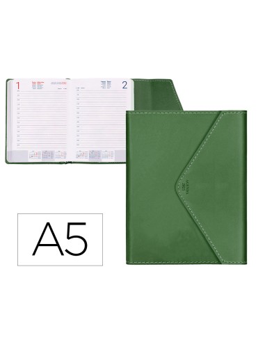 Agenda encuadernada liderpapel psara a5 2025 dia pagina color verde papel 70 gr