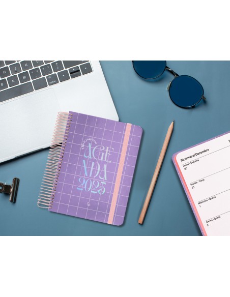 Agenda espiral liderpapel kimo los a6 2025 dia pagina malva papel 70 gr