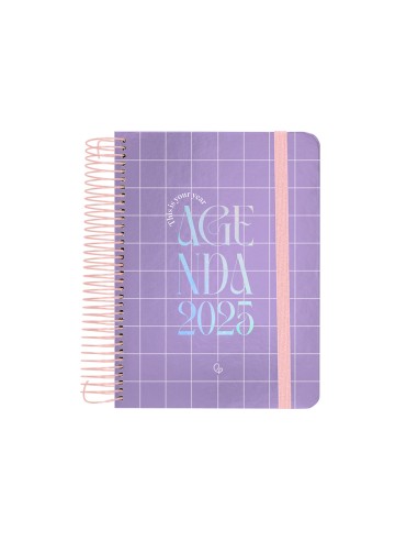 Agenda espiral liderpapel kimo los a6 2025 dia pagina malva papel 70 gr
