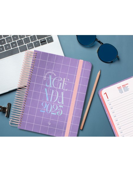 Agenda espiral liderpapel kimo los a5 2025 semana vista malva papel 70 gr