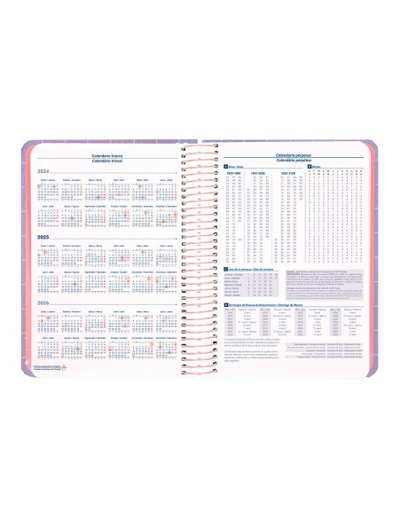 Agenda espiral liderpapel kimo los a5 2025 semana vista malva papel 70 gr