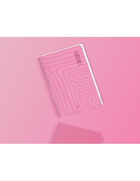 Agenda espiral liderpapel syro s a5 2025 dia pagina color rosa papel 60 gr catalan