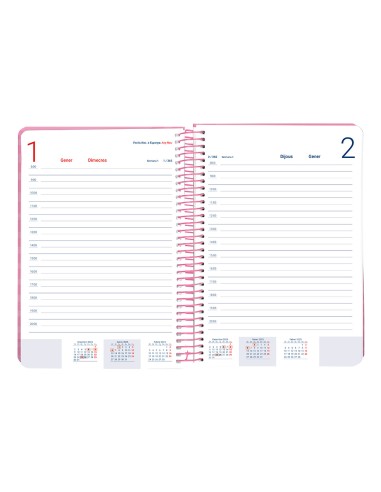 Agenda espiral liderpapel syro s a5 2025 dia pagina color rosa papel 60 gr catalan