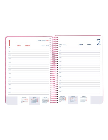 Agenda espiral liderpapel syro s a5 2025 dia pagina color rosa papel 60 gr catalan