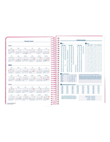 Agenda espiral liderpapel syro s a5 2025 dia pagina color rosa papel 60 gr catalan