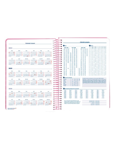 Agenda espiral liderpapel syro s a5 2025 dia pagina color rosa papel 60 gr catalan