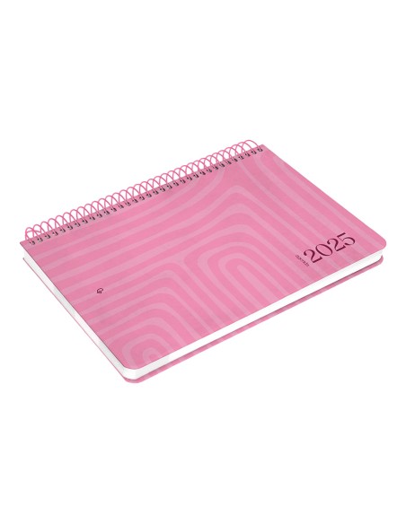 Agenda espiral liderpapel syro s a5 2025 dia pagina color rosa papel 60 gr catalan