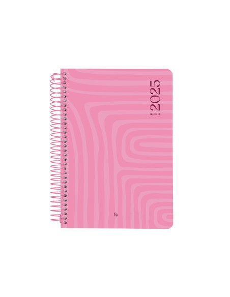 Agenda espiral liderpapel syro s a5 2025 dia pagina color rosa papel 60 gr catalan