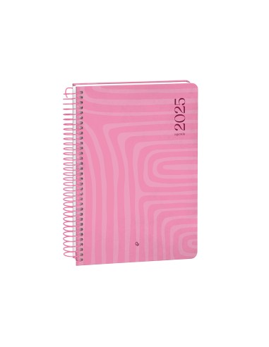 Agenda espiral liderpapel syro s a5 2025 dia pagina color rosa papel 60 gr catalan