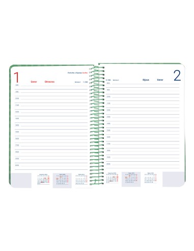 Agenda espiral liderpapel syro s a5 2025 dia pagina color verde papel 60 gr catalan