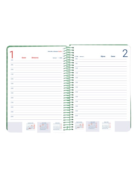 Agenda espiral liderpapel syro s a5 2025 dia pagina color verde papel 60 gr catalan