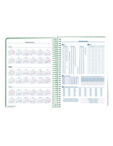Agenda espiral liderpapel syro s a5 2025 dia pagina color verde papel 60 gr catalan