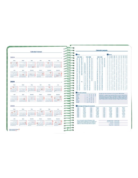 Agenda espiral liderpapel syro s a5 2025 dia pagina color verde papel 60 gr catalan