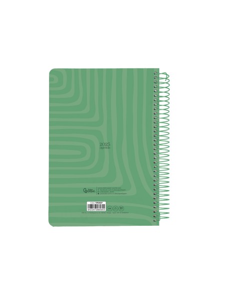 Agenda espiral liderpapel syro s a5 2025 dia pagina color verde papel 60 gr catalan