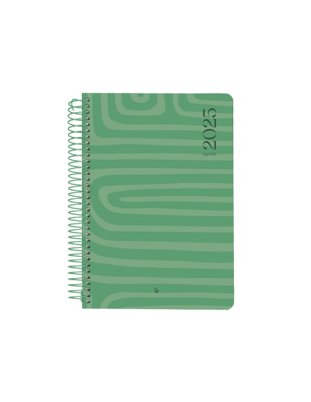 Agenda espiral liderpapel syro s a5 2025 dia pagina color verde papel 60 gr catalan