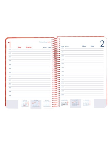 Agenda espiral liderpapel syro s a5 2025 dia pagina color rojo papel 60 gr catalan