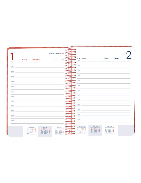 Agenda espiral liderpapel syro s a5 2025 dia pagina color rojo papel 60 gr catalan