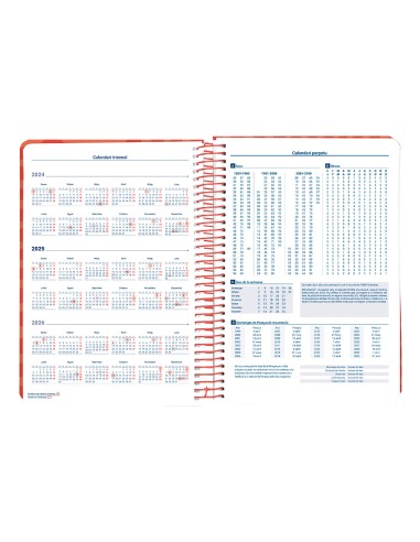 Agenda espiral liderpapel syro s a5 2025 dia pagina color rojo papel 60 gr catalan