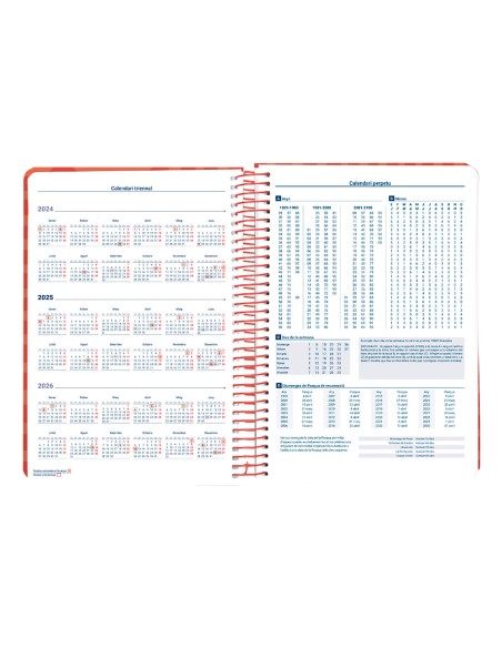 Agenda espiral liderpapel syro s a5 2025 dia pagina color rojo papel 60 gr catalan