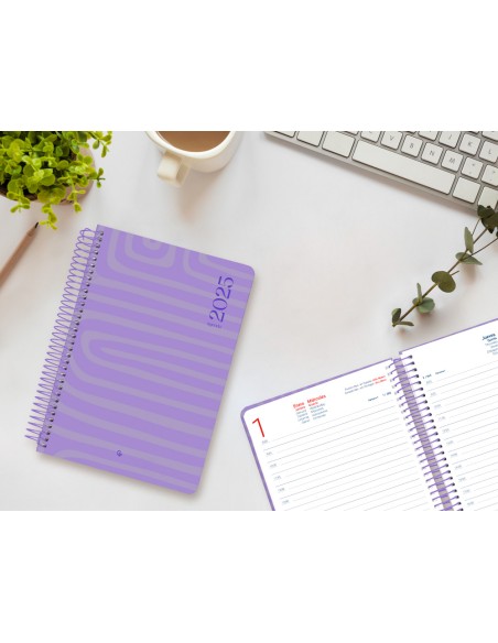 Agenda espiral liderpapel syro s a5 2025 dia pagina color rosa papel 60 gr