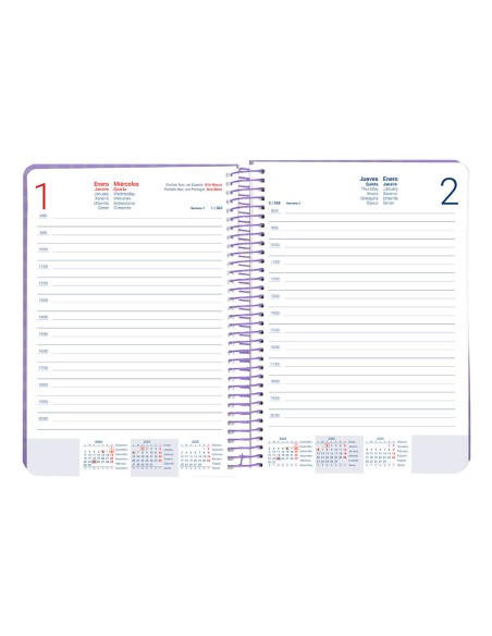 Agenda espiral liderpapel syro s a5 2025 dia pagina color rosa papel 60 gr