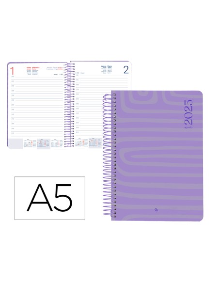 Agenda espiral liderpapel syro s a5 2025 dia pagina color rosa papel 60 gr