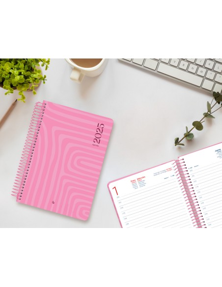 Agenda espiral liderpapel syro s a5 2025 dia pagina color morado papel 60 gr