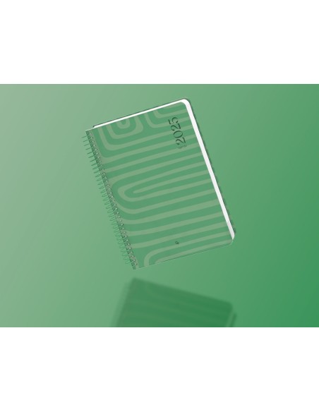 Agenda espiral liderpapel syro s a5 2025 dia pagina color verde papel 60 gr