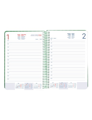 Agenda espiral liderpapel syro s a5 2025 dia pagina color verde papel 60 gr