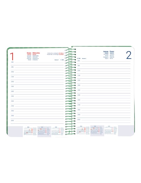 Agenda espiral liderpapel syro s a5 2025 dia pagina color verde papel 60 gr