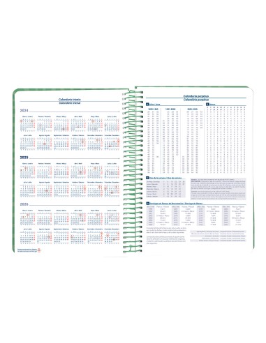 Agenda espiral liderpapel syro s a5 2025 dia pagina color verde papel 60 gr