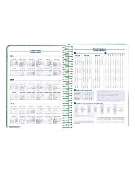 Agenda espiral liderpapel syro s a5 2025 dia pagina color verde papel 60 gr