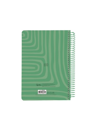 Agenda espiral liderpapel syro s a5 2025 dia pagina color verde papel 60 gr
