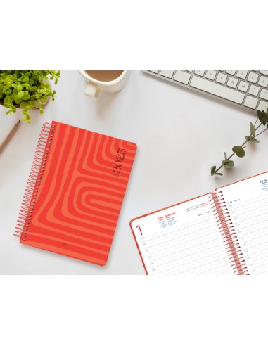 Agenda espiral liderpapel syro s a5 2025 dia pagina color rojo papel 60 gr