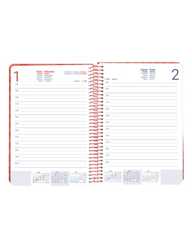 Agenda espiral liderpapel syro s a5 2025 dia pagina color rojo papel 60 gr