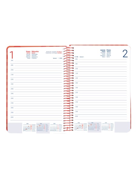 Agenda espiral liderpapel syro s a5 2025 dia pagina color rojo papel 60 gr