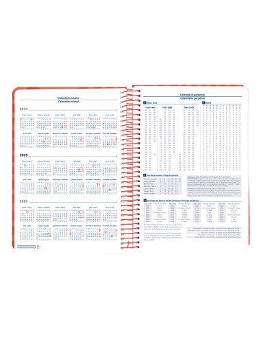 Agenda espiral liderpapel syro s a5 2025 dia pagina color rojo papel 60 gr