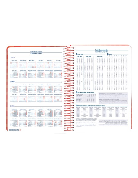 Agenda espiral liderpapel syro s a5 2025 dia pagina color rojo papel 60 gr