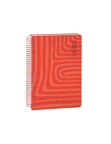Agenda espiral liderpapel syro s a5 2025 dia pagina color rojo papel 60 gr
