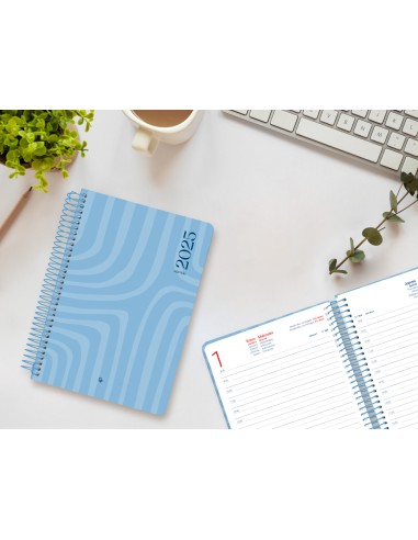 Agenda espiral liderpapel syro s a5 2025 dia pagina color azul papel 60 gr