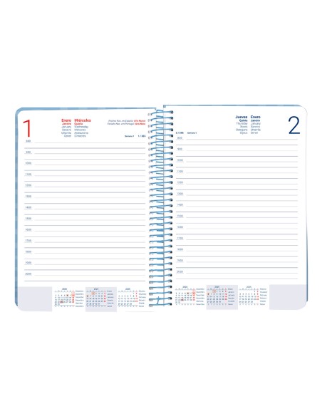 Agenda espiral liderpapel syro s a5 2025 dia pagina color azul papel 60 gr