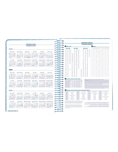 Agenda espiral liderpapel syro s a5 2025 dia pagina color azul papel 60 gr