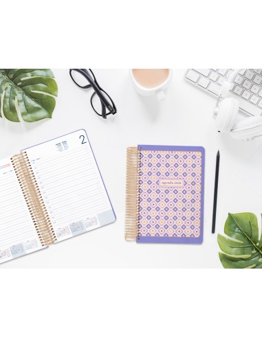 Agenda espiral liderpapel peri ssa a5 2025 dia pagina color morado papel 80 gr