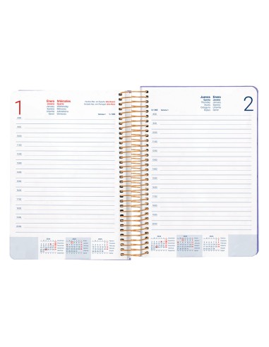 Agenda espiral liderpapel peri ssa a5 2025 dia pagina color morado papel 80 gr