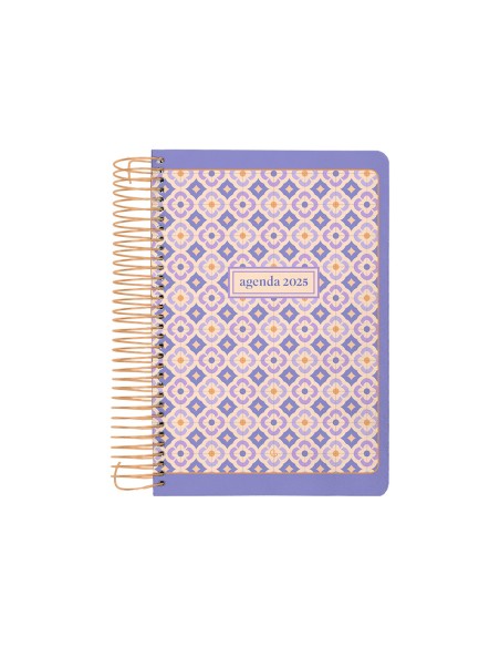 Agenda espiral liderpapel peri ssa a5 2025 dia pagina color morado papel 80 gr