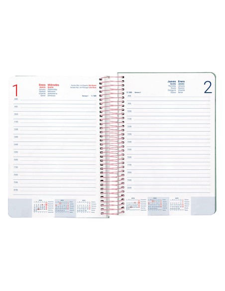 Agenda espiral liderpapel peri ssa a5 2025 dia pagina color verde papel 80 gr