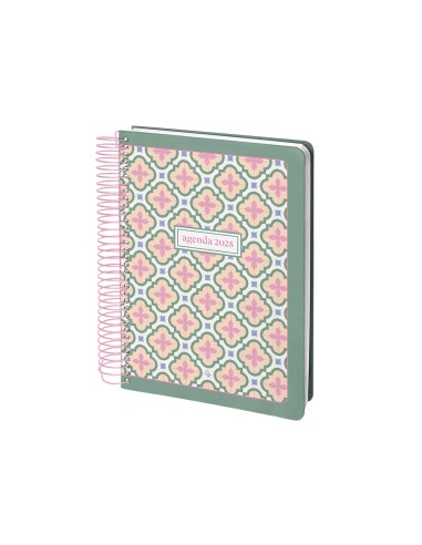 Agenda espiral liderpapel peri ssa a5 2025 dia pagina color verde papel 80 gr